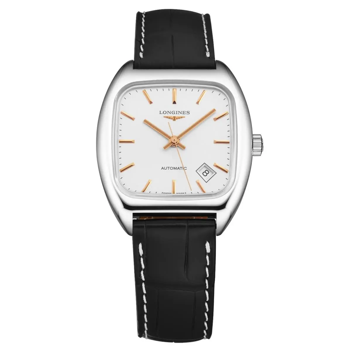 Longines Men`s `heritage Silver Dial Leather Strap Automatic Watch L2.310.4.72.3 - Dial: Silver, Band: Black, Bezel: Silver