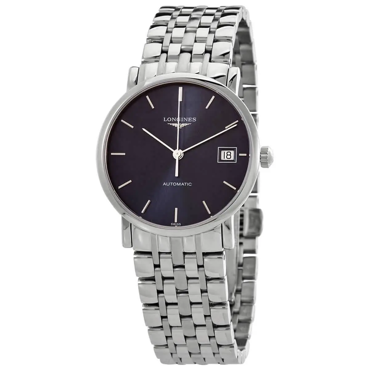 Longines Elegant Automatic Blue Dial 34.5 mm Watch L4.809.4.92.6 - Dial: Blue, Band: Silver, Bezel: Silver