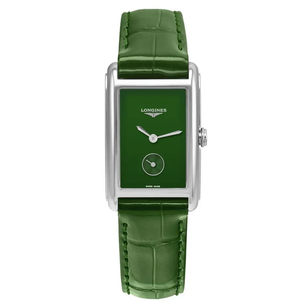 Longines Dolcevita Monochrome Green Leather Quartz Womens Watch L5.512.4.60.2 - Dial: Green, Band: Green, Bezel: Silver