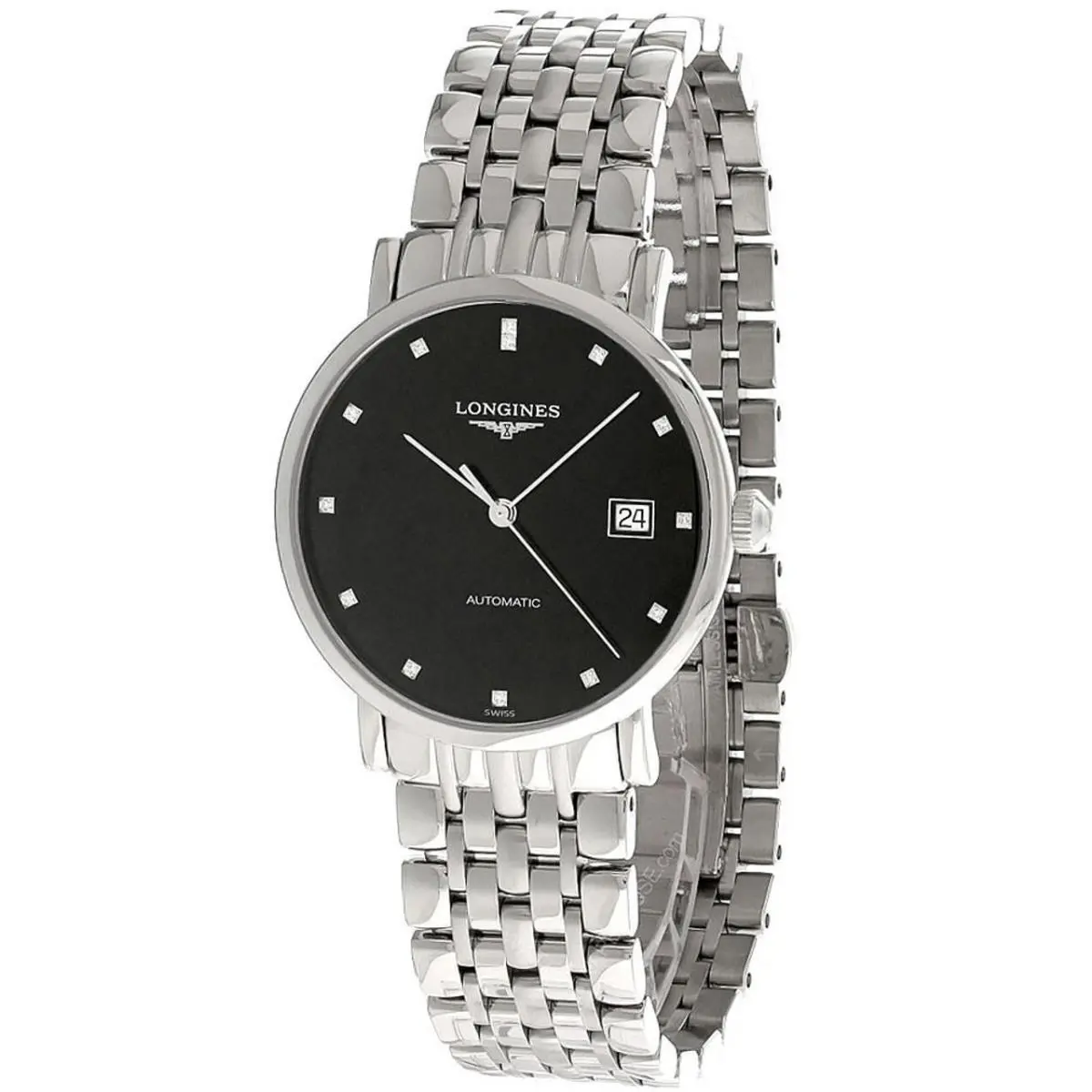 Longines Elegant Auto 37MM SS Black Dial Men`s Watch L4.810.4.57.6