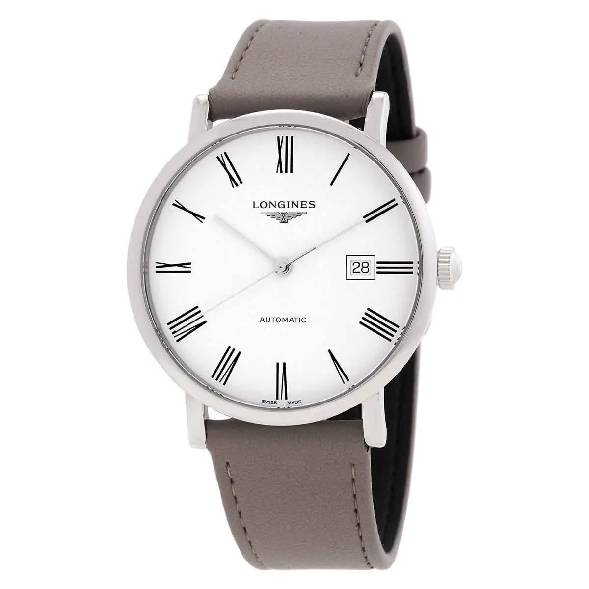 Longines Elegant Automatic White Dial Men`s Watch L4.911.4.11.0 - Dial: White, Band: Grey, Bezel: Silver-tone