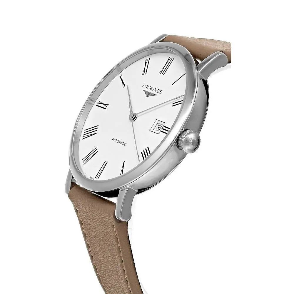 Longines Elegant Automatic 41mm Mens`s Silver Dial Beige Watch L4.911.4.11.0