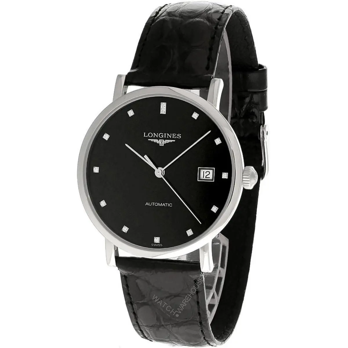Longines Elegant Auto 37MM Black Dial Leather Men`s Watch L4.810.4.57.2