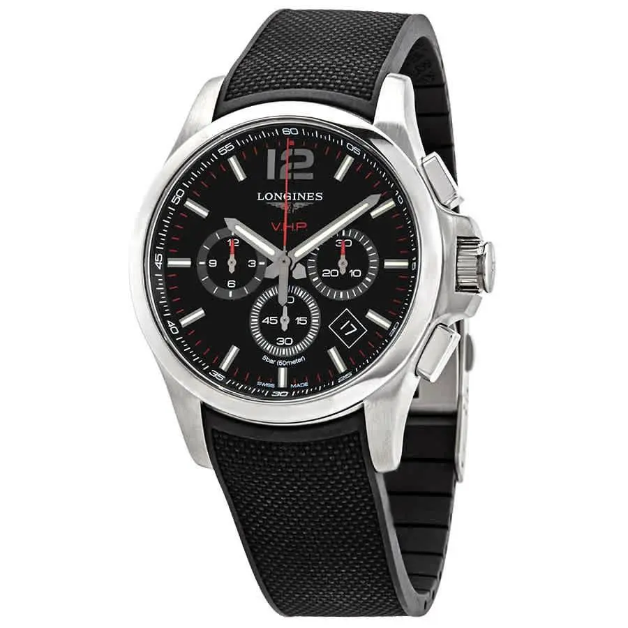 Longines Conquest V.h.p. Perpetual Chronograph Quartz Black Dial Men`s Watch