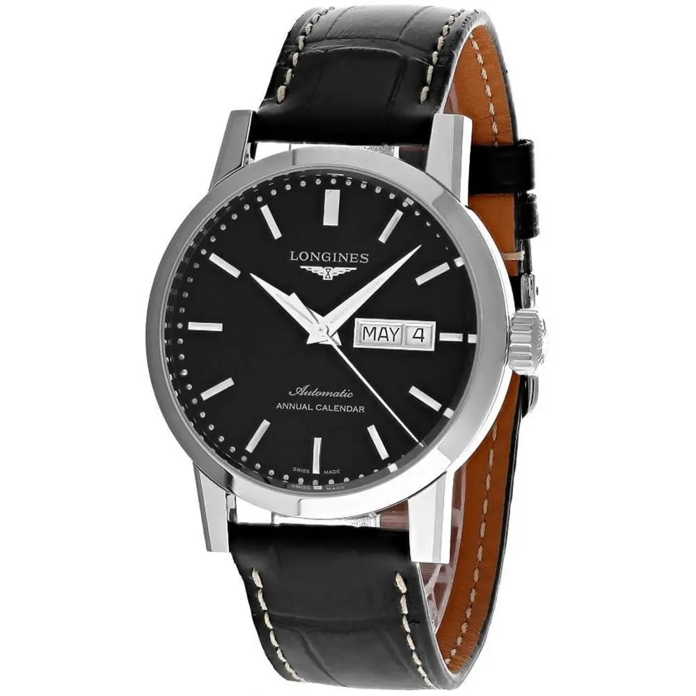 Longines L4.827.4.52.0 Mens Heritage 1832 Automatic 40 Black Dial Leather Watch