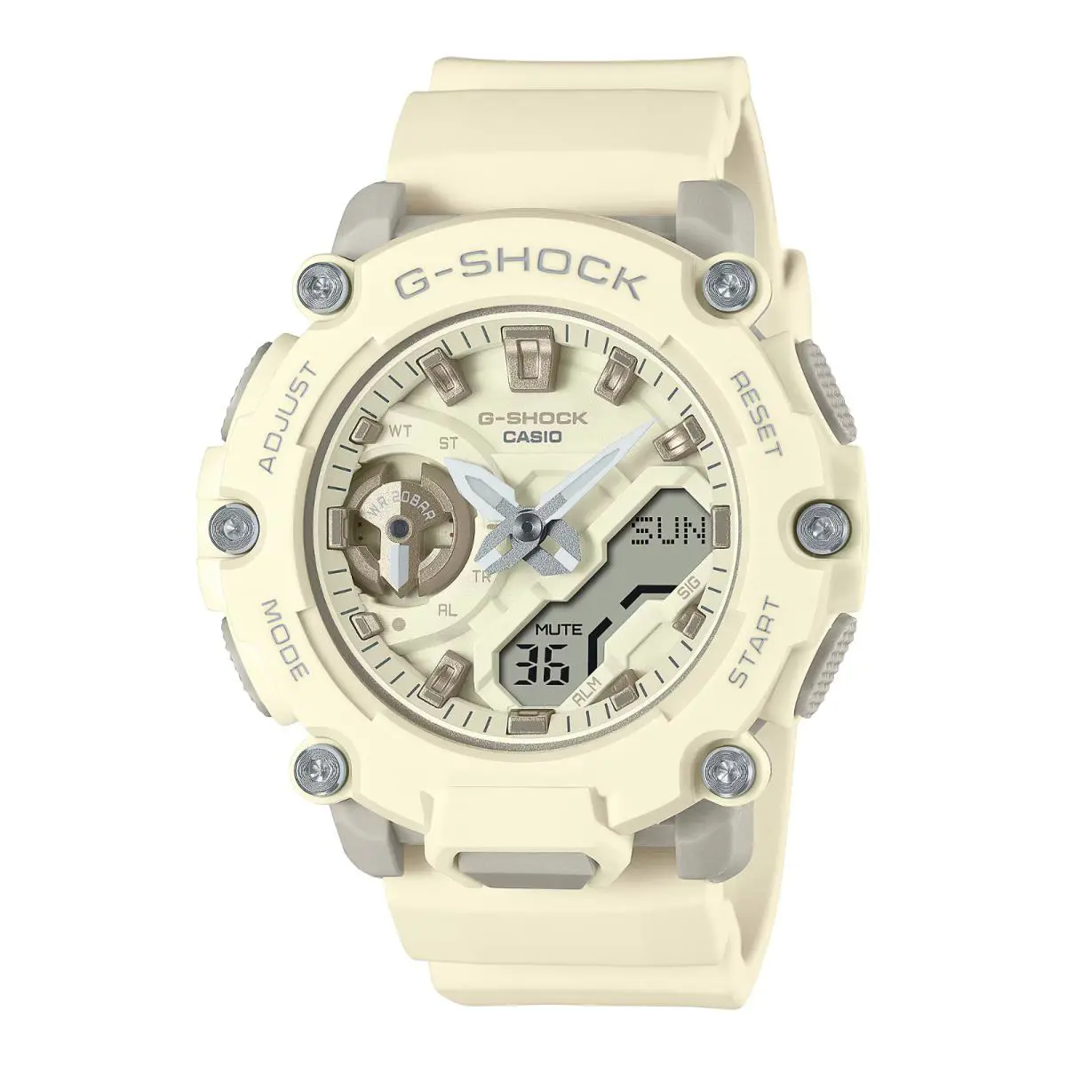 Casio G-shock GMA-S2200-7A Carbon Core Guard Structure Off-white GMA-S2200 Serie - Dial: Off-White, White, Band: Off-White, White, Bezel: Off-White, White