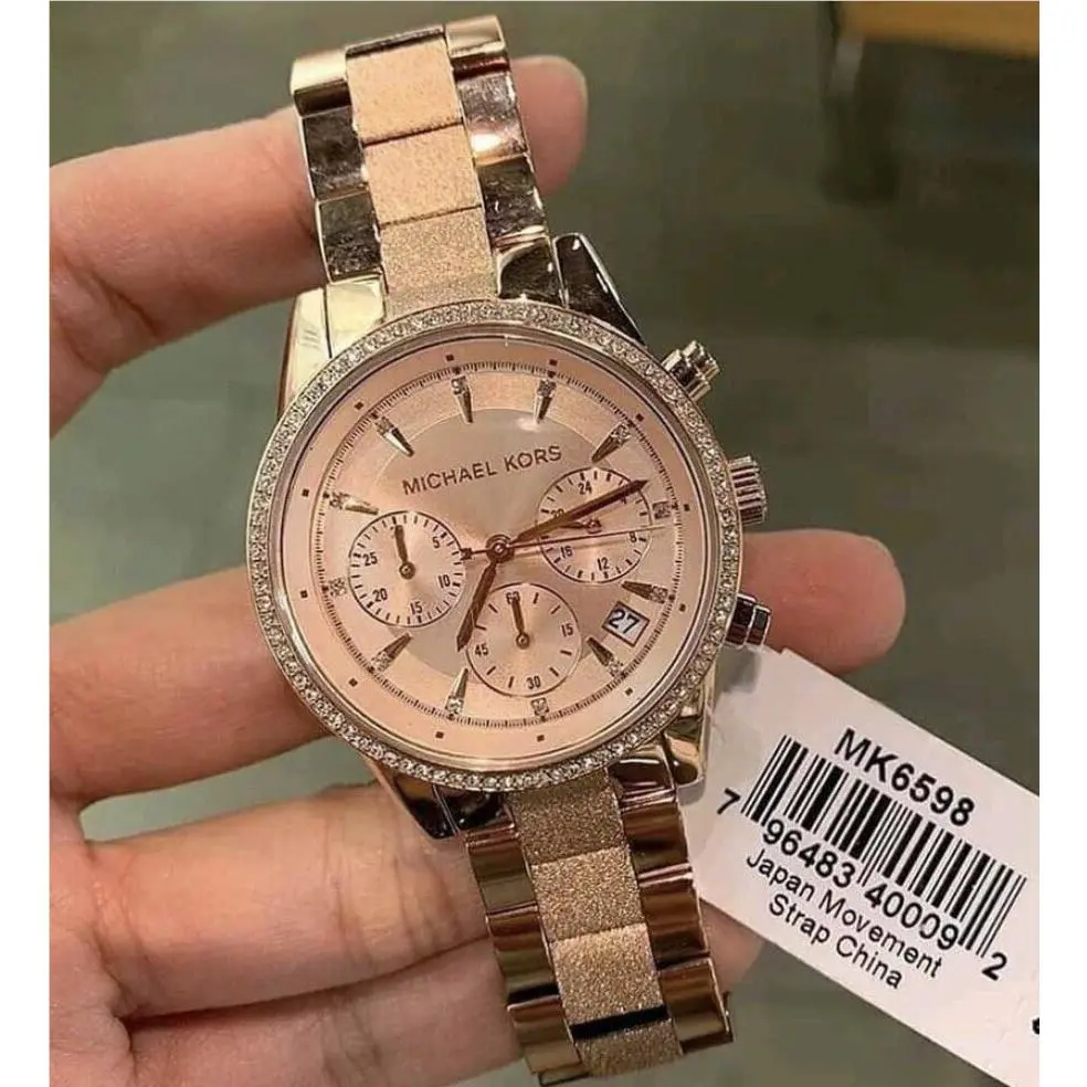 Michael Kors Women`s Ritz Chronograph Rose Gold-tone Stainless Steel MK6598