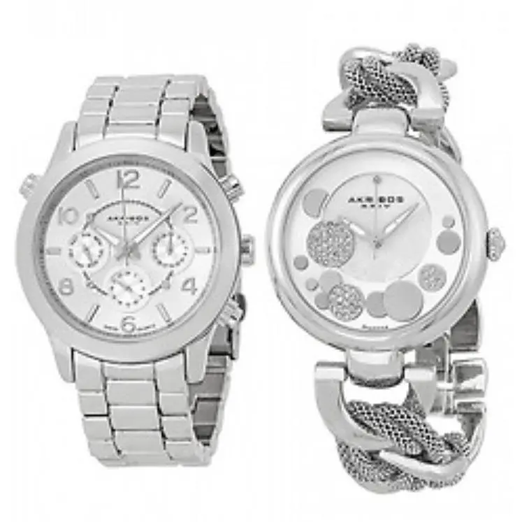 Akribos Xxiv Women`s 2 Set AK648SS AK643SS Silver Ultimate Swiss Watch F2221