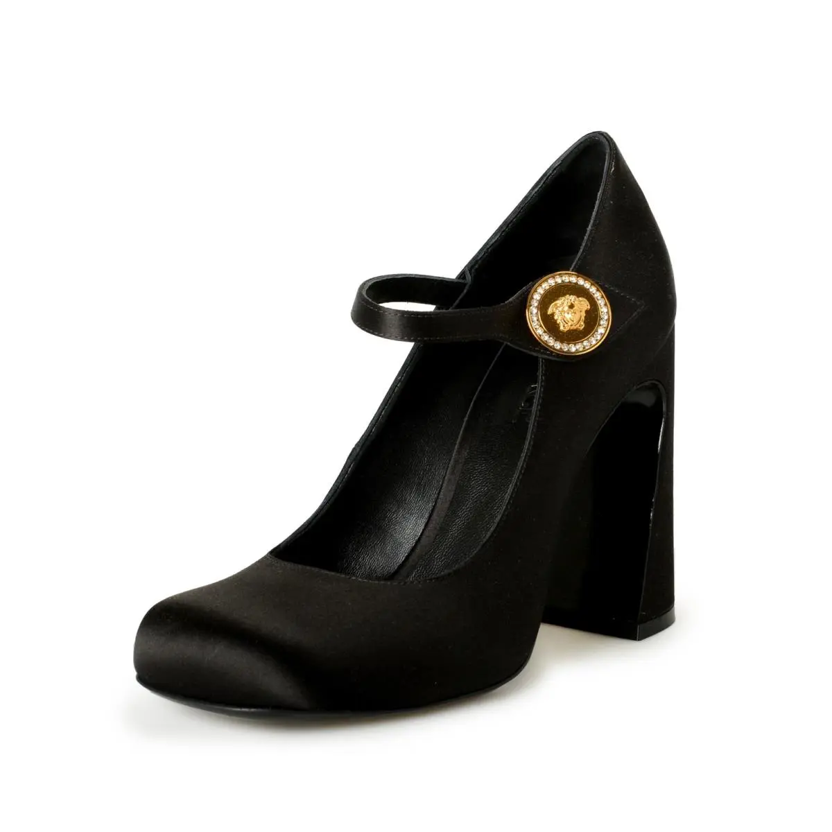 Versace Women`s Black Satin High Heel Mary Jane Pumps Shoes US 9 IT 39