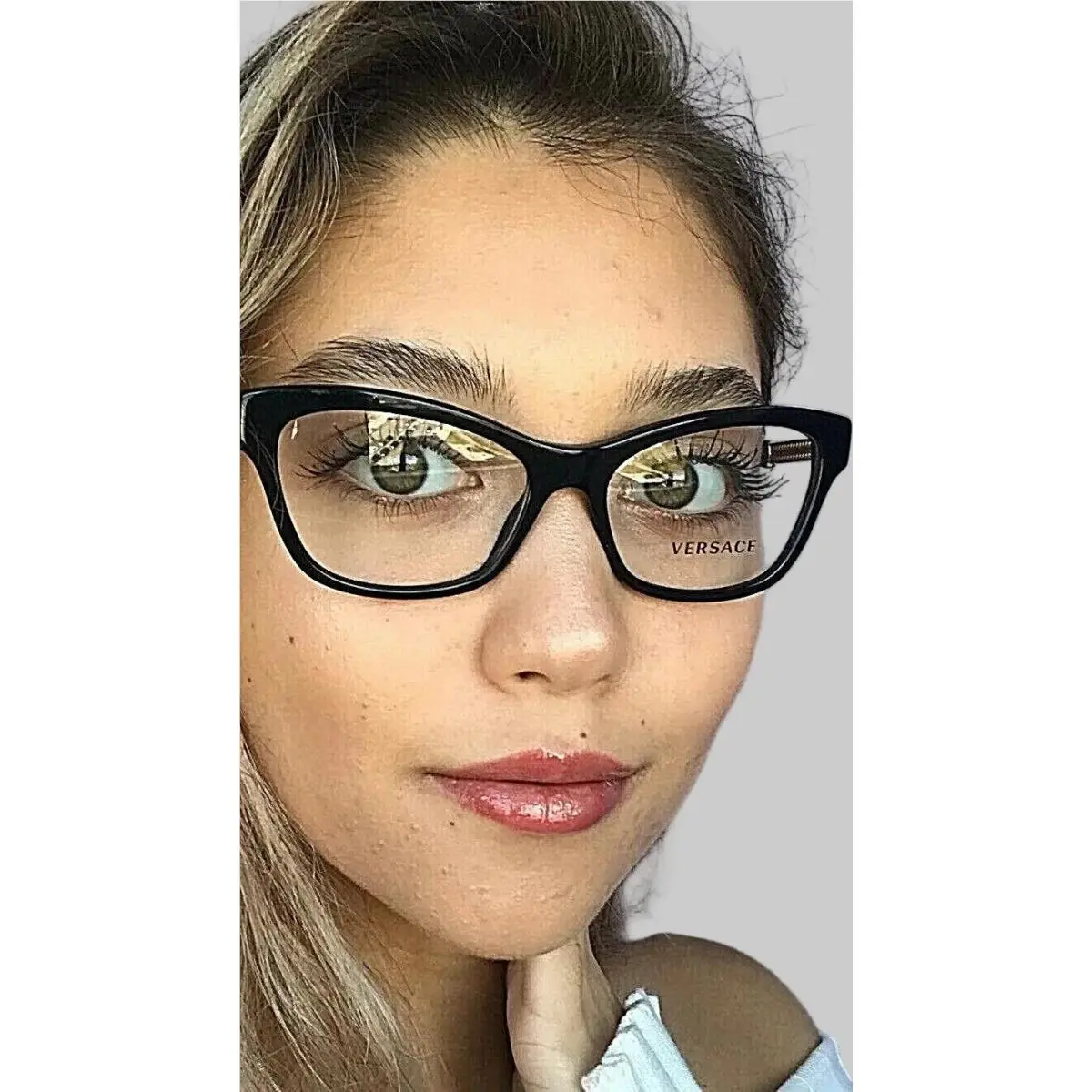 Versace Mod. 3214 GB1 Black 54mm Cat Eye Women`s Eyeglasses Frame Italy