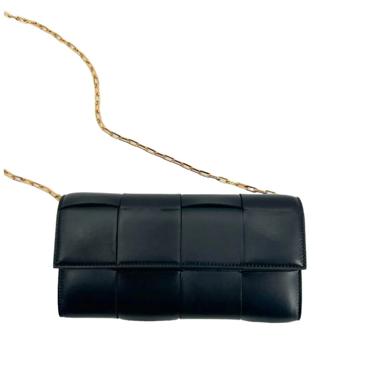 Bottega Veneta Black Cassette Leather Chain Wallet