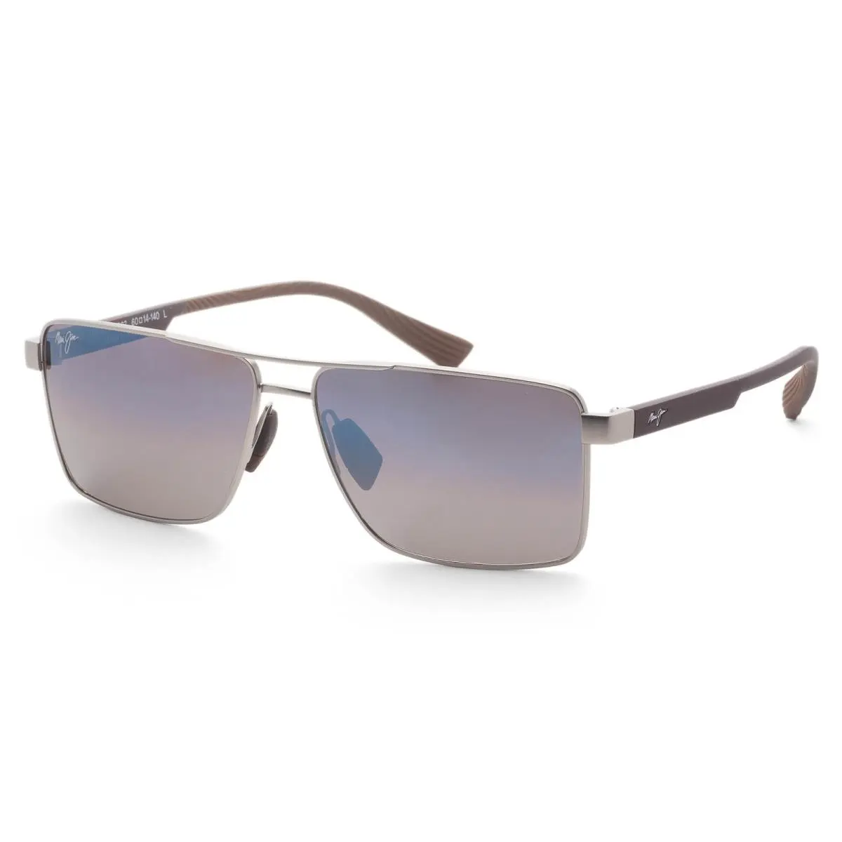 Maui Jim Men`s Piha 60mm Matte Silver Brown Polarized Sunglasses MJ0621S-002 - Frame: Brown, Lens: Blue, Other Frame: Matte Silver Brown