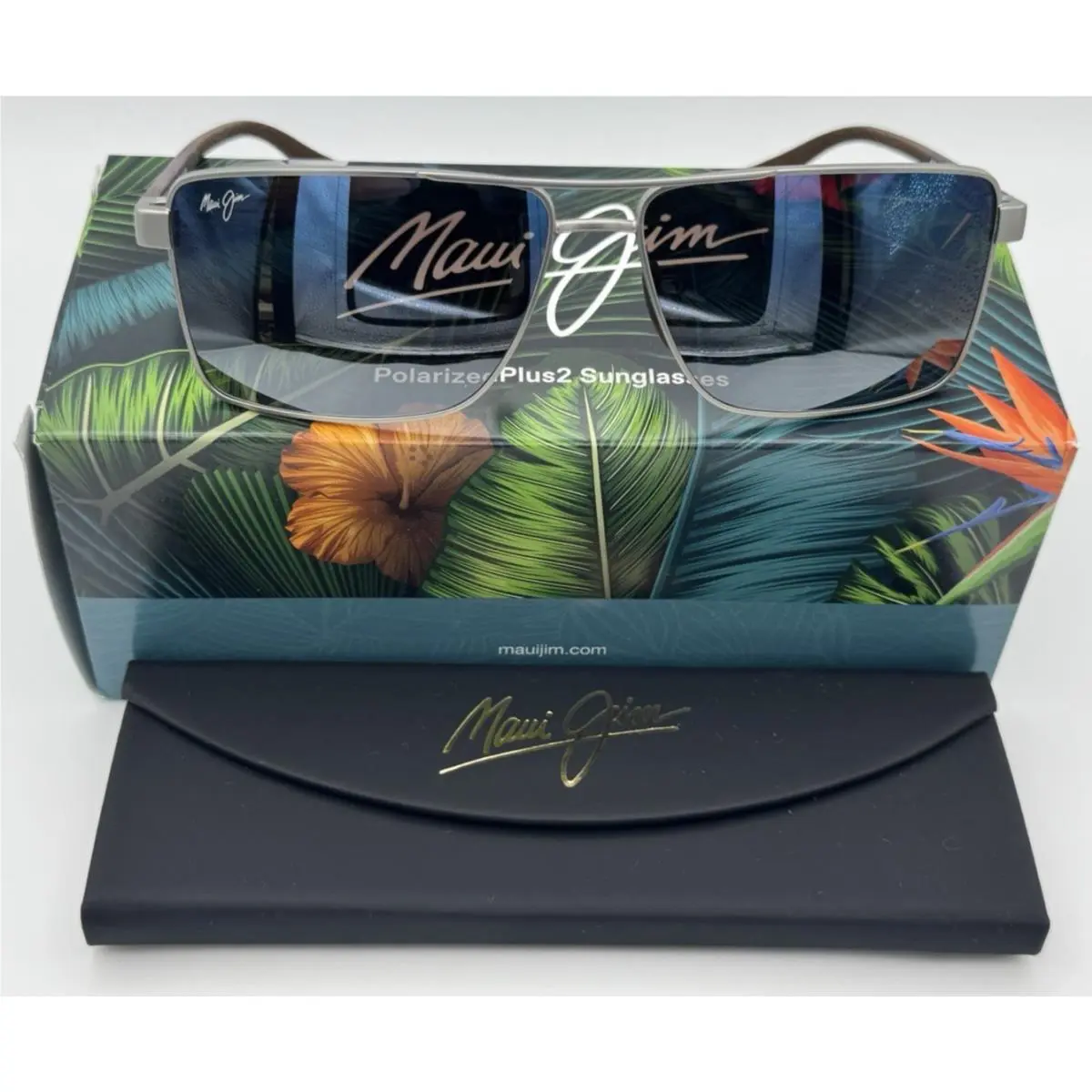 Maui Jim Piha DBS621-17 - Matte Silver Brown Frame / Dual Mirror Blue Lens