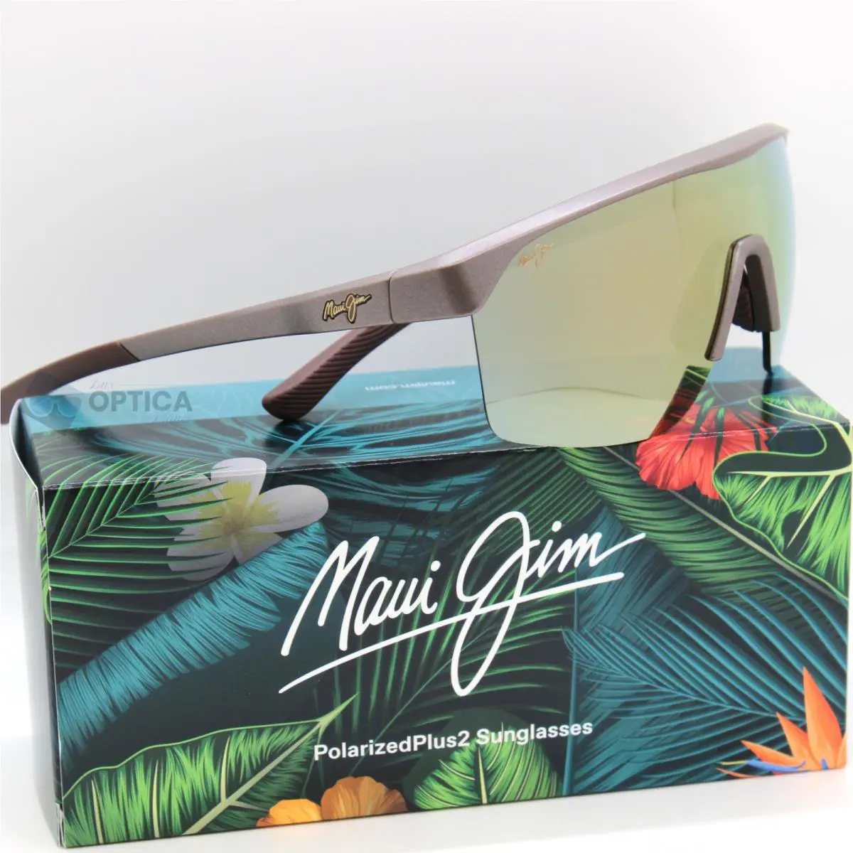 Maui Jim Paluna Polarized Shield Sunglasses Matte Brown Hawaii Glow GD595-01