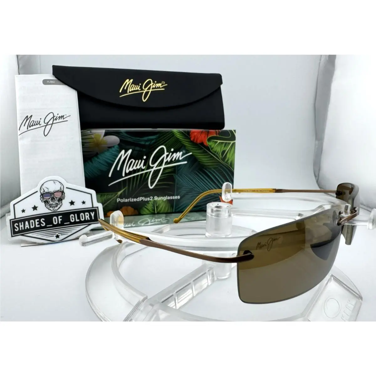 Maui Jim Little Beach MJ 515-21 Amber W/ Hcl Bronze Polarized Rimless Sunglasses