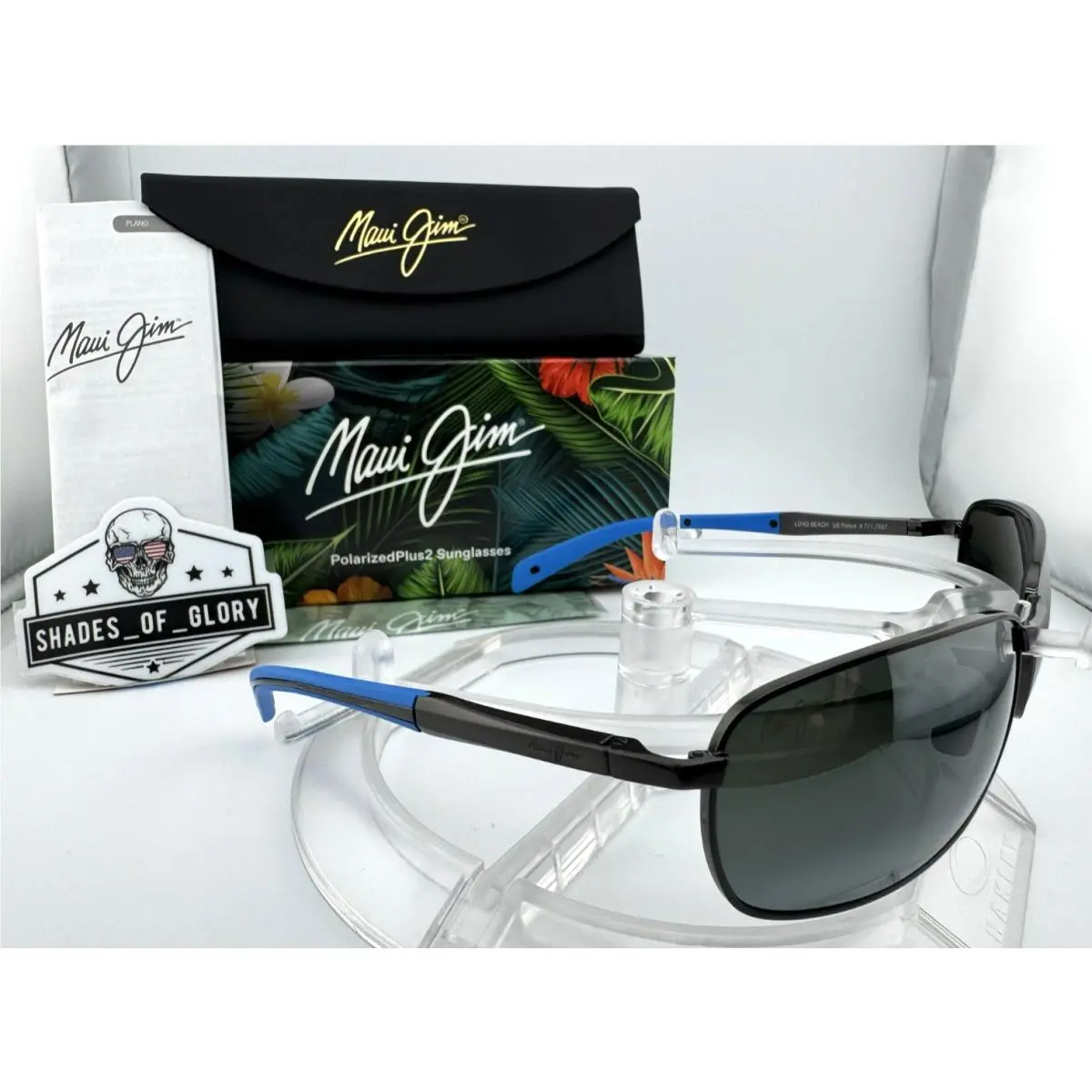 Maui Jim Long Beach MJ 240-17B Pewter Blue Neutral Grey Polarized Sunglasses