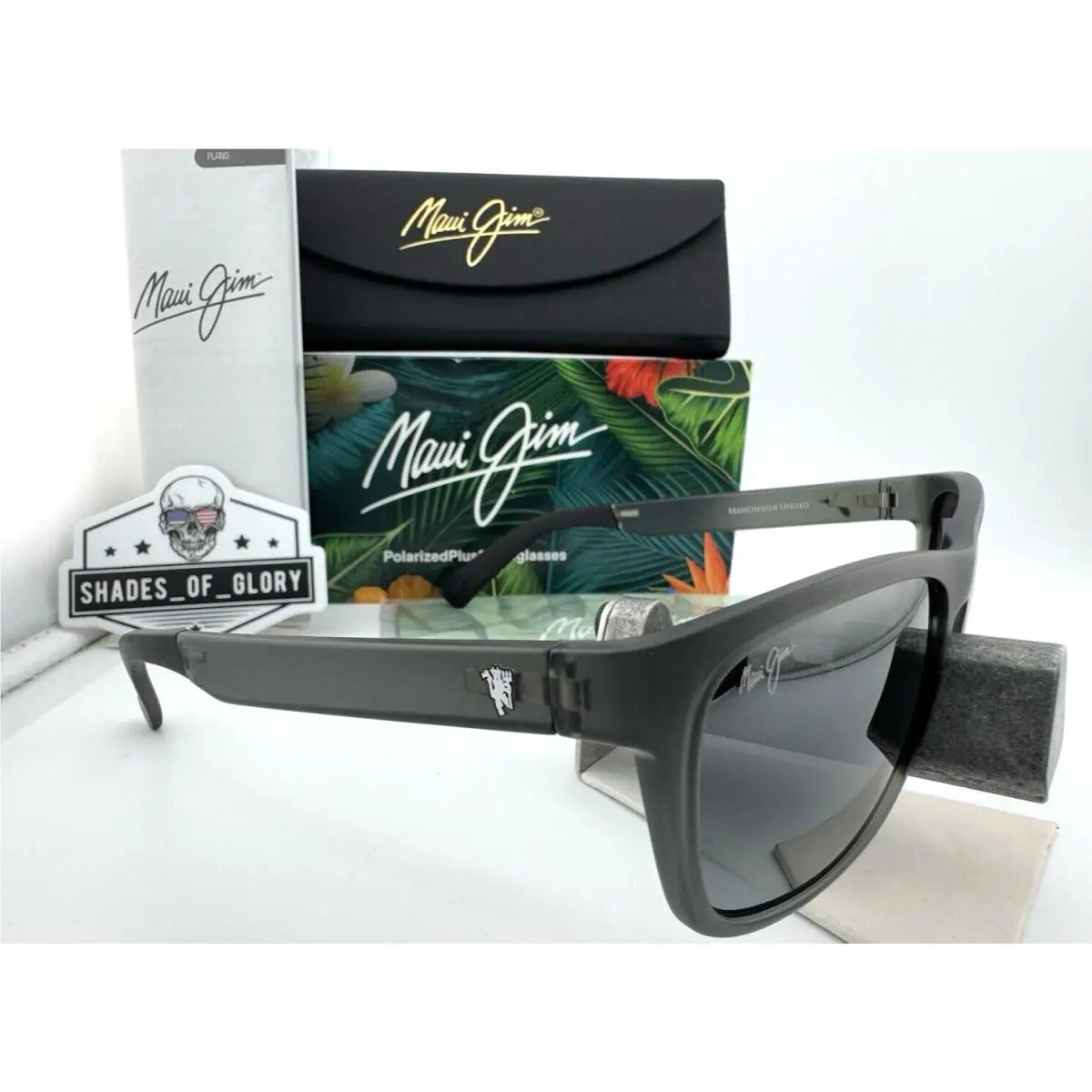 Maui Jim South Swell MJ 755-15 Green Woodgrain Striped Rectangular Sunglasses