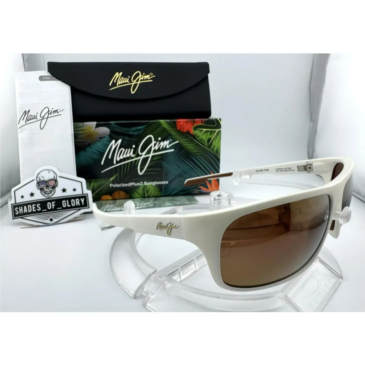 Maui Jim Island Time MJ 237-05M Matte White Hcl Bronze Polarized Sunglasses Rare