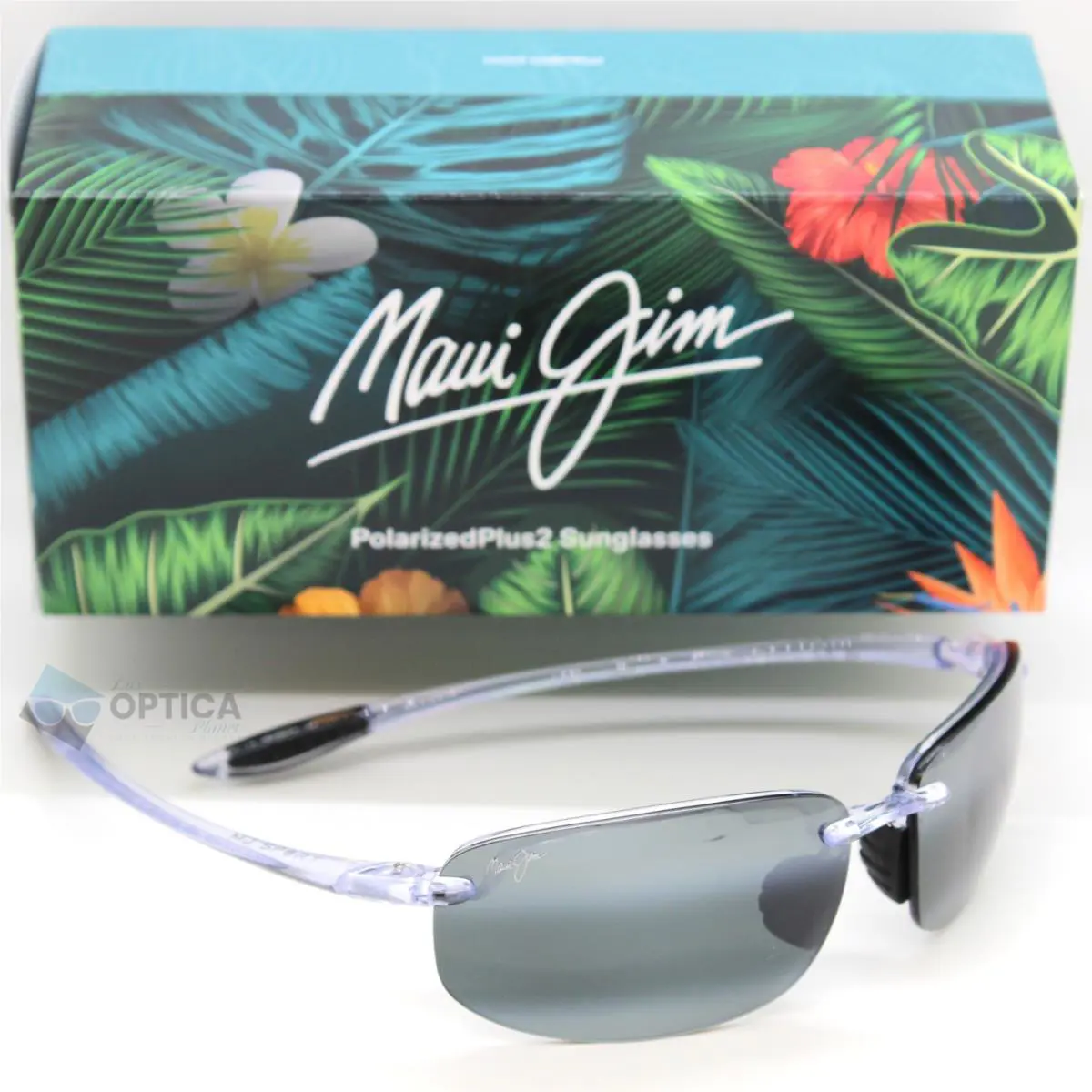 Maui Jim Hookipa Shiny Crystal / Grey Polarized Sport Sunglasses MJ407S-005
