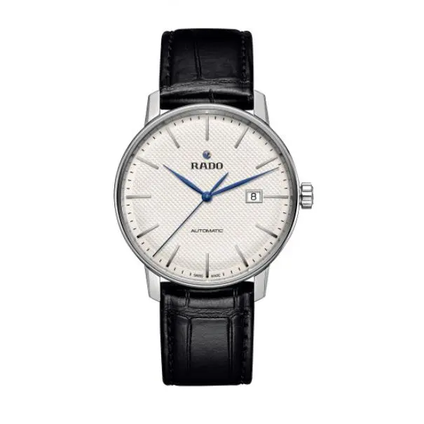 Coupole Classic Auto White Dial Black Strap Men`s Watch R22876015 by Rado