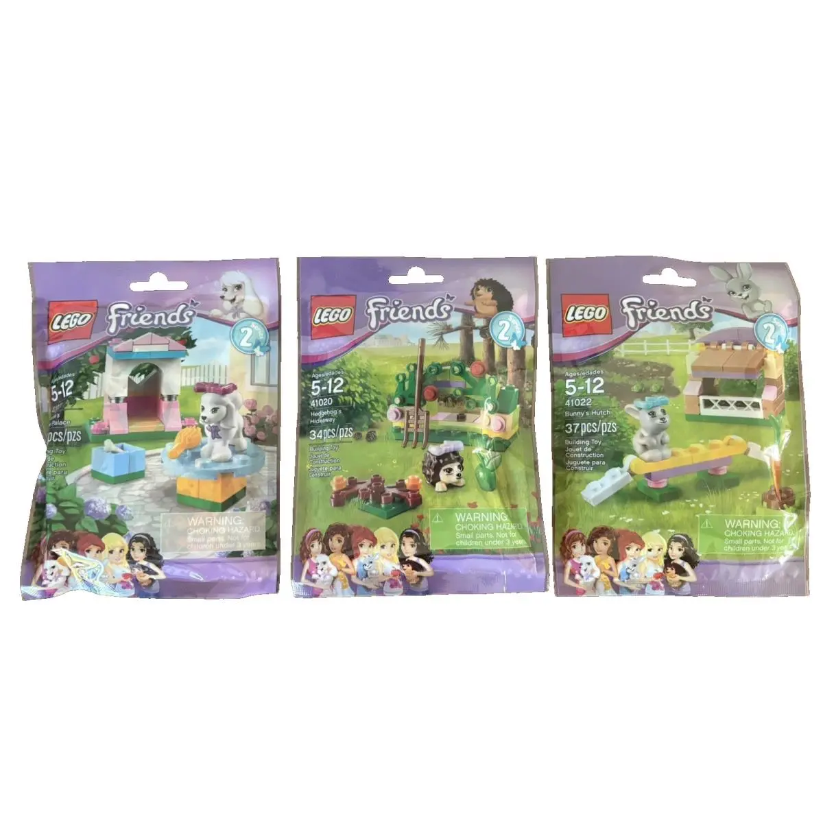 Lego Friends Animal Series 2 - 41020 41021 41022 Hedgehog Poodle Bunny All 3