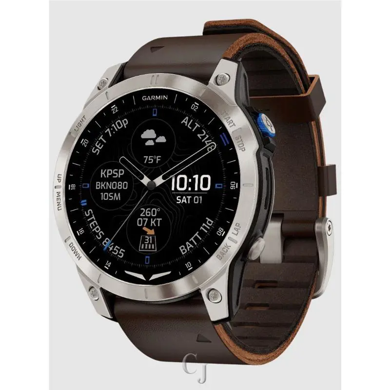 D2 Mach 1 Aviator Smartwatch W/ Leather Band Watch 010-02582-54 by Garmin