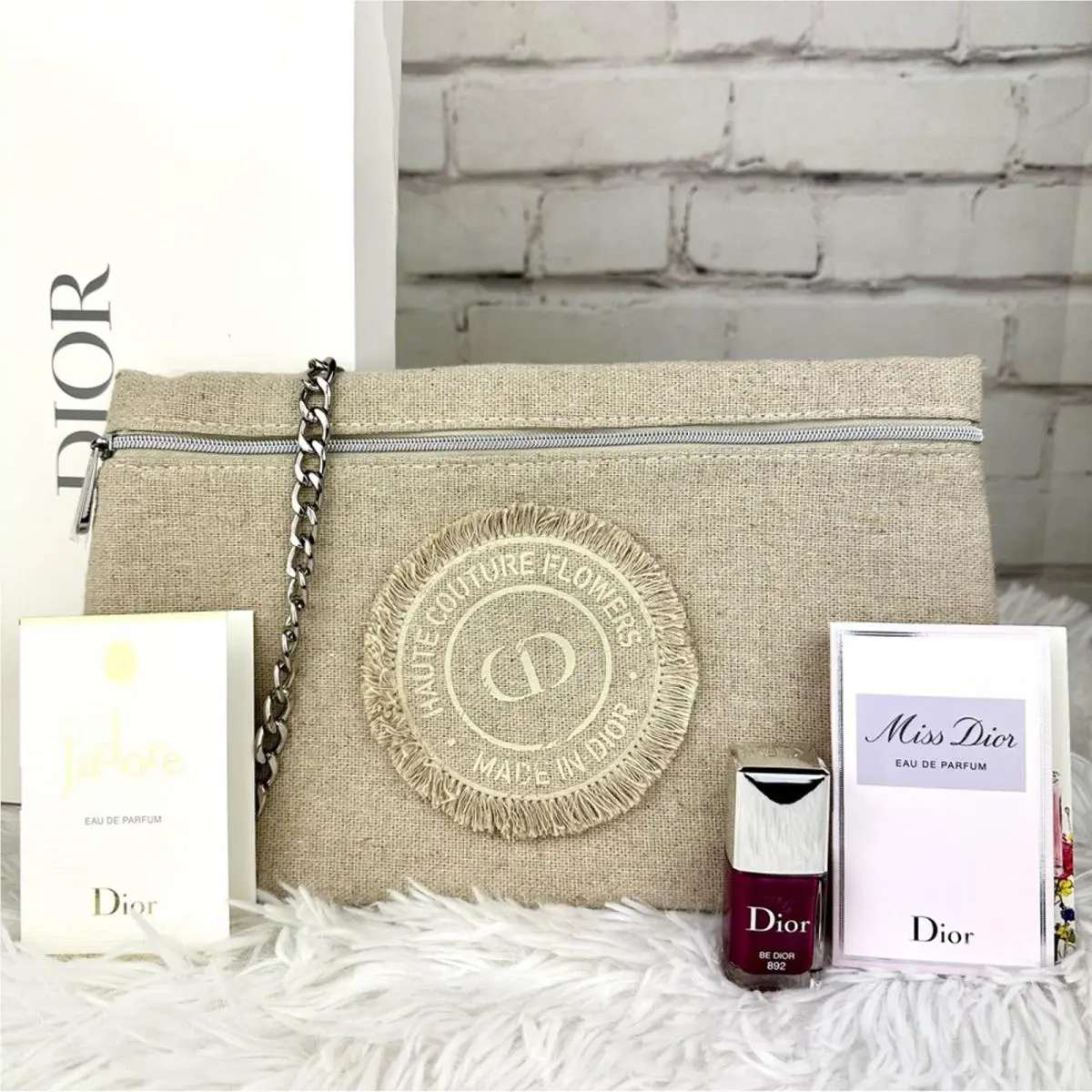 CD Tweed Beauty Line Canvas Crossbody Bag with Extras by Dior