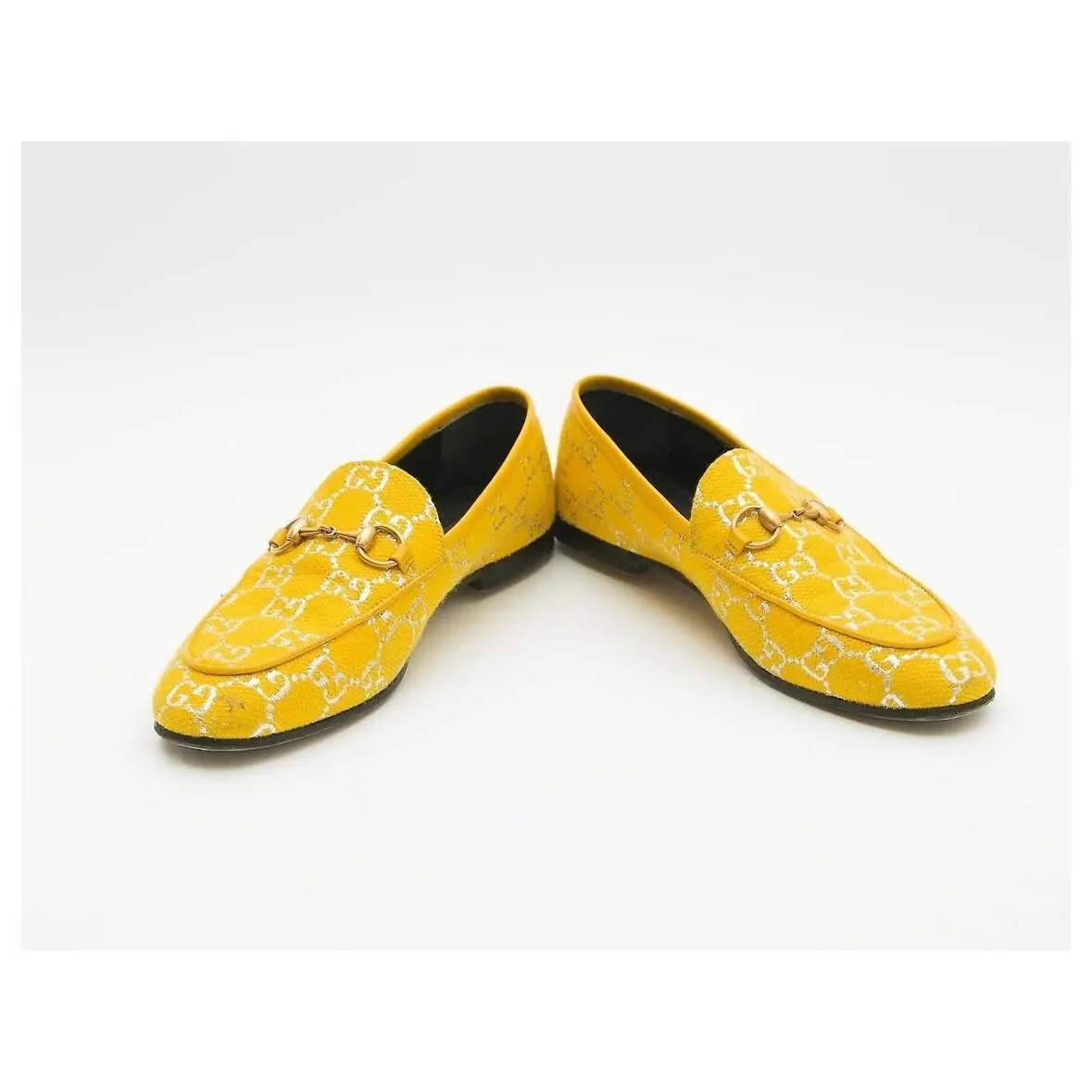 Gucci Womens Jordaan Yellow Horsebit Classic Loafer Size Us 5.5
