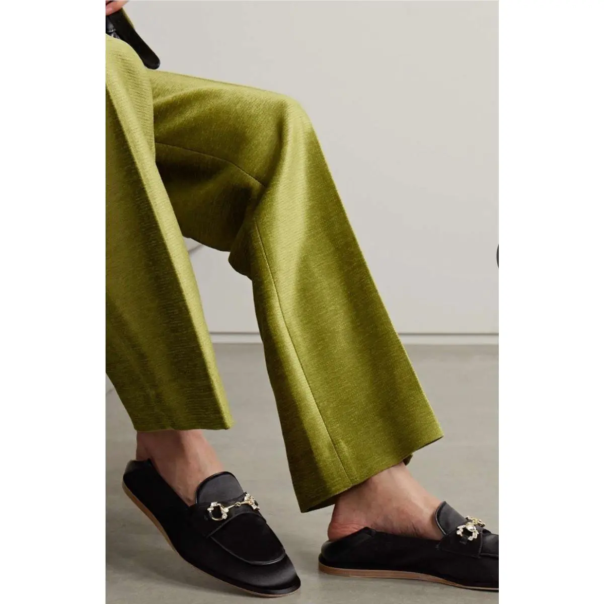 Guccicrystal-embellished Horsebit-detailed Leather-trimmed Satin Loafers US 10