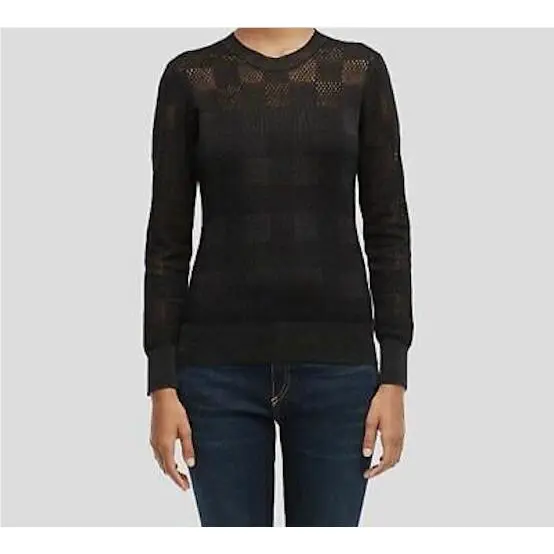Rag Bone L105207 Womens Black Check Crew Neck Wear To Work Sweater Size XS