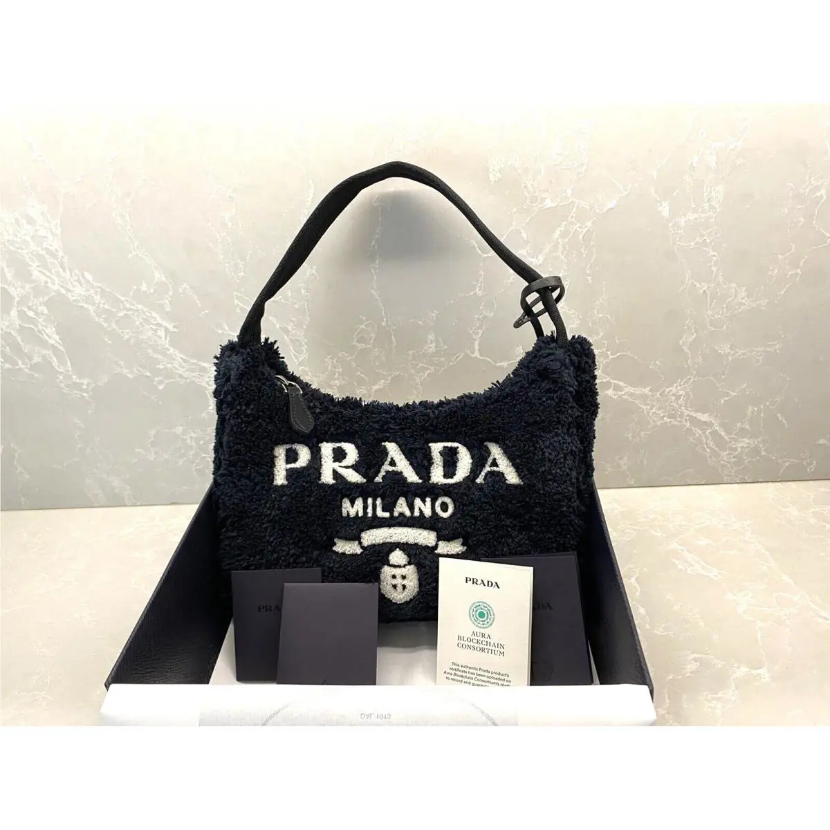 Prada Re-edition 2000 Terry Mini Shoulder Bag Black/white 8 Limited Ed