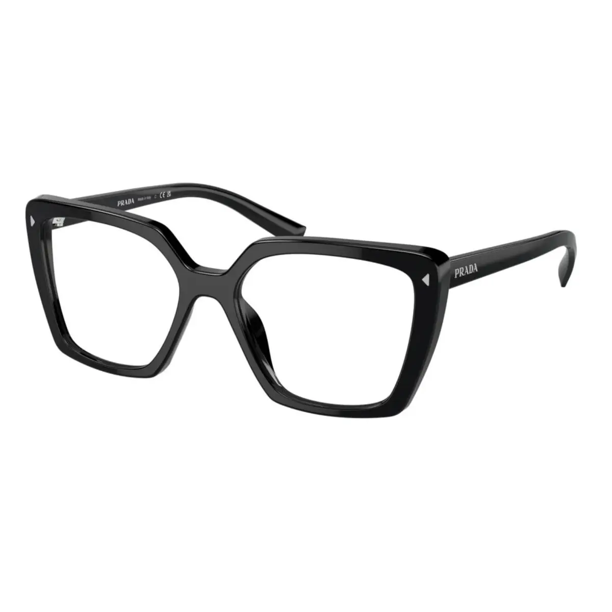 Prada Eyeglasses Vpr 16Z 1AB-1O1 53-17 145 Black Squared Cat-eye Frames