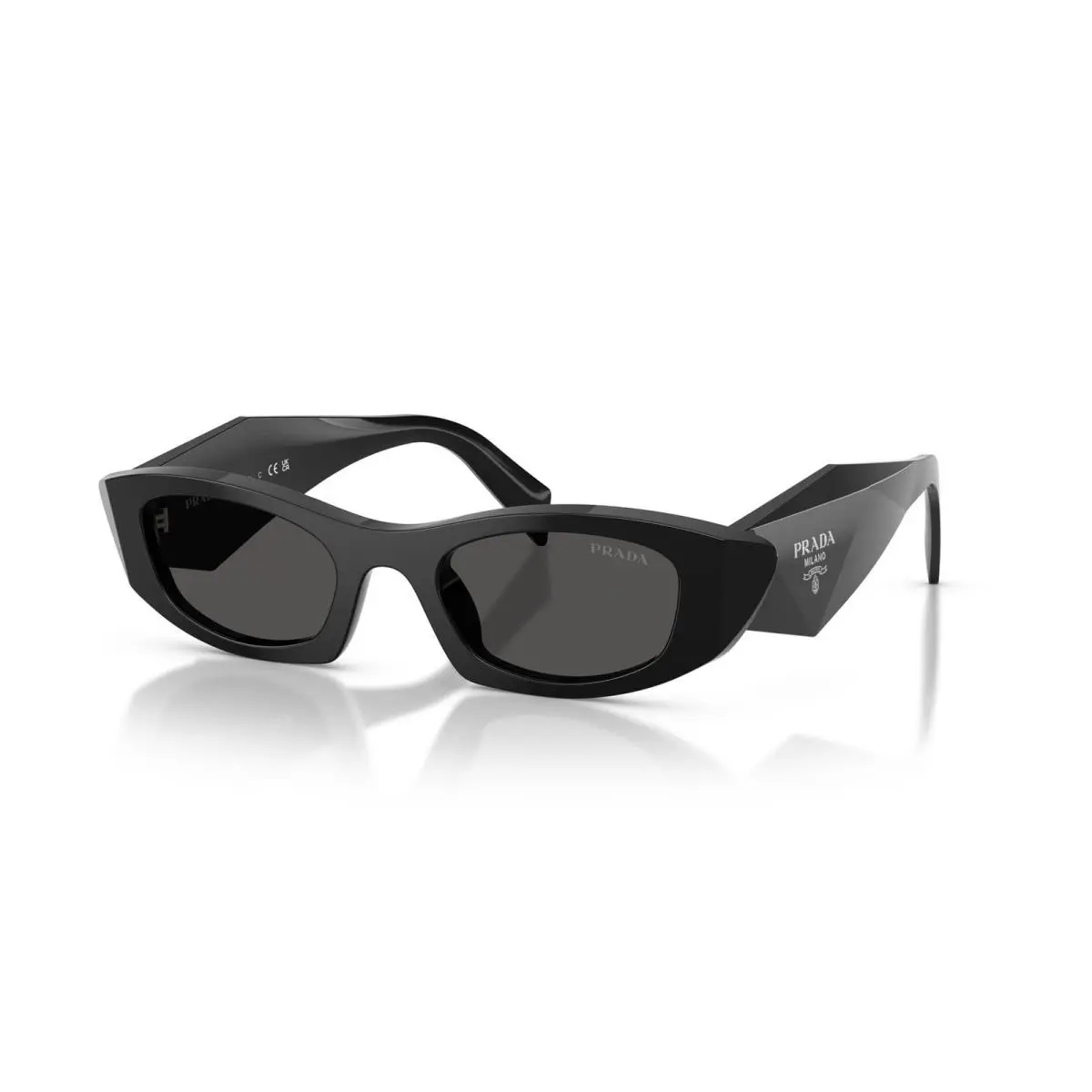 PR B16S 16K08Z Sunglasses 50mm Black / Dark Grey Solid Lens by Prada