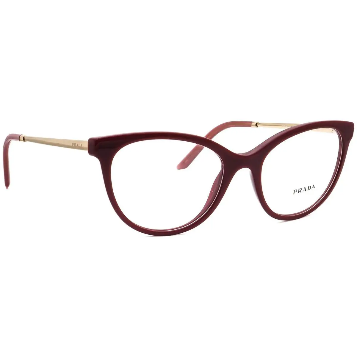 Prada Eyeglasses Vpr 17W TY7-1O1 Bordeaux/gold Cat Eye Frame Italy 53 19 140