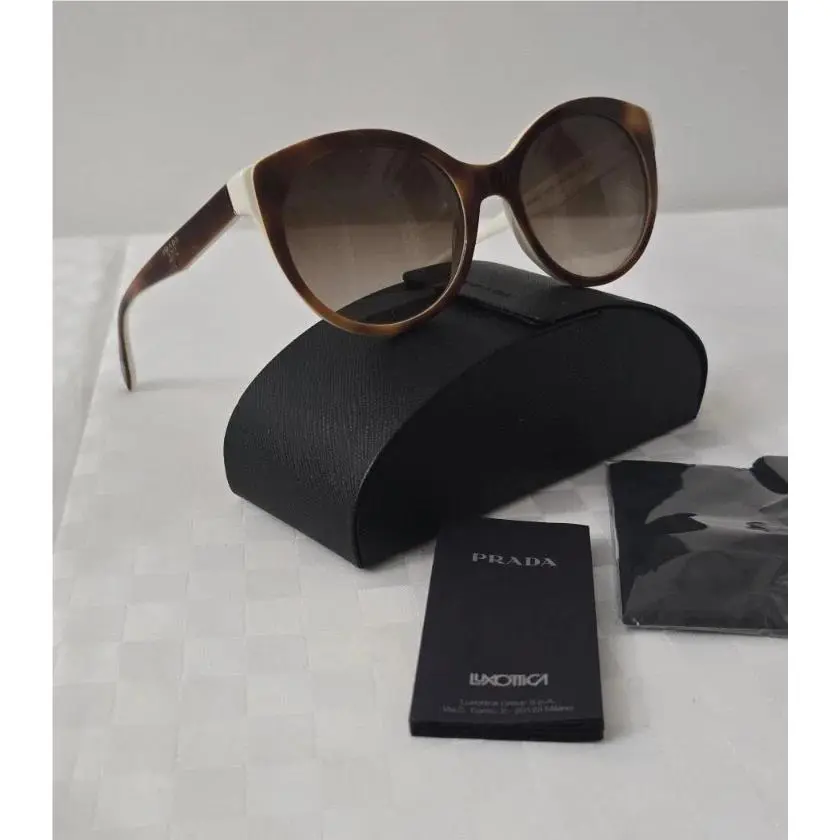 Prada Sunglasses Women`s Cat Eye White Brown Spr 230