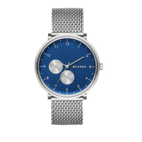 Men`s Skagen Silver Blue All Stainless Steel Hald Watch SKW6206