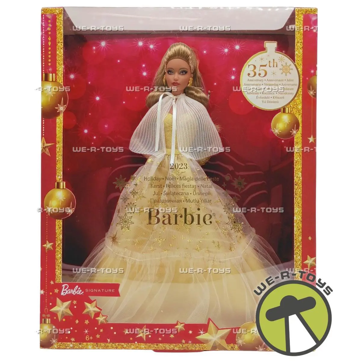 Barbie Signature 2023 Holiday Barbie Doll In Gold Dress Hvx 85 Mattel