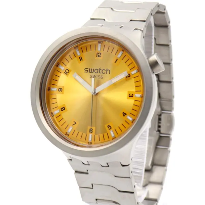 Swiss Swatch Big Bold Irony Steel Amber Sheen Watch 47mm SBO7S103G