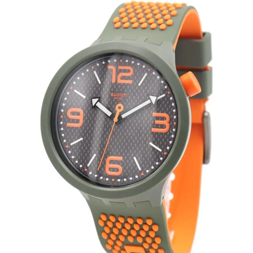 Swiss Swatch Big Bold Bbbeauty Green Silicone Watch 47mm SO27M101