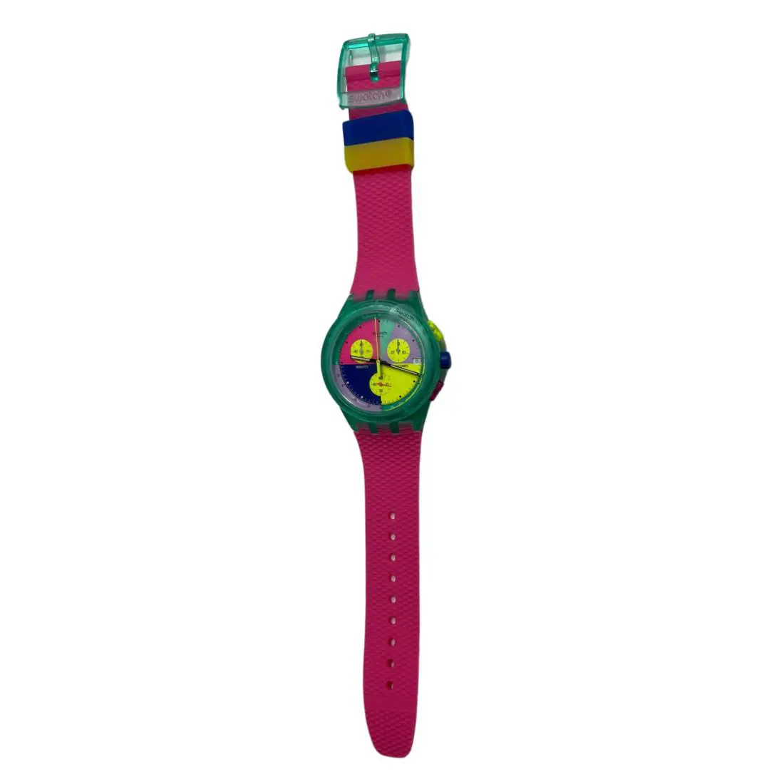 Swatch Unisex Neon Flash Arrow Adjustable Analog Quartz Watch 42mm Multicolor