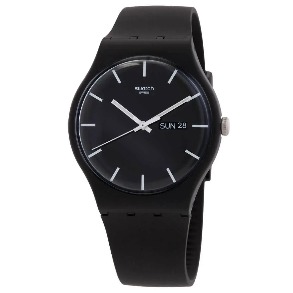 Swatch Originals Power Tracking Mono Black Black Dial Men`s Watch SO29B704 - Dial: Black, Band: Black, Bezel: Black