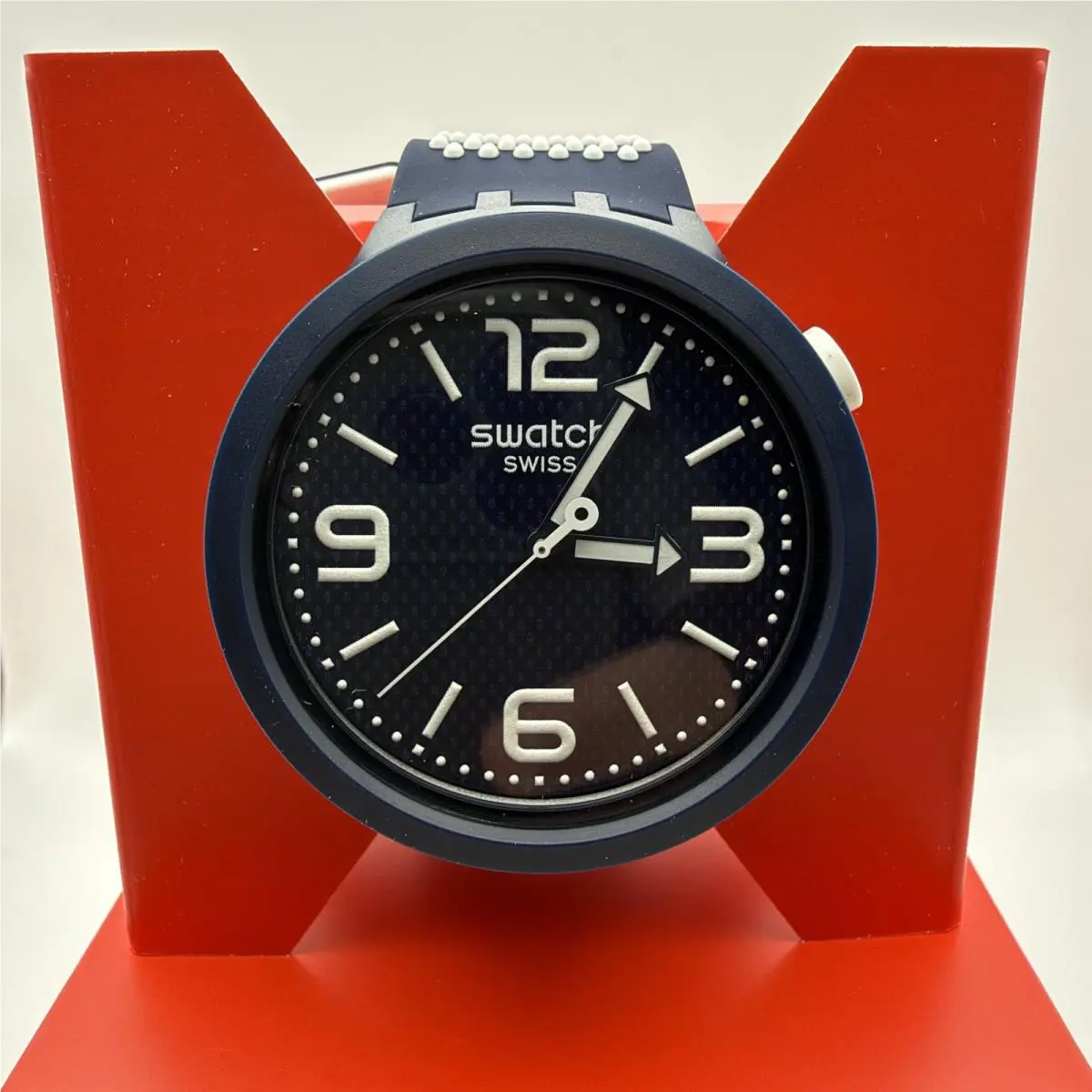 Bbcream SO27N101 Big Bold Navy Blue White Quartz 47mm Watch by Swatch