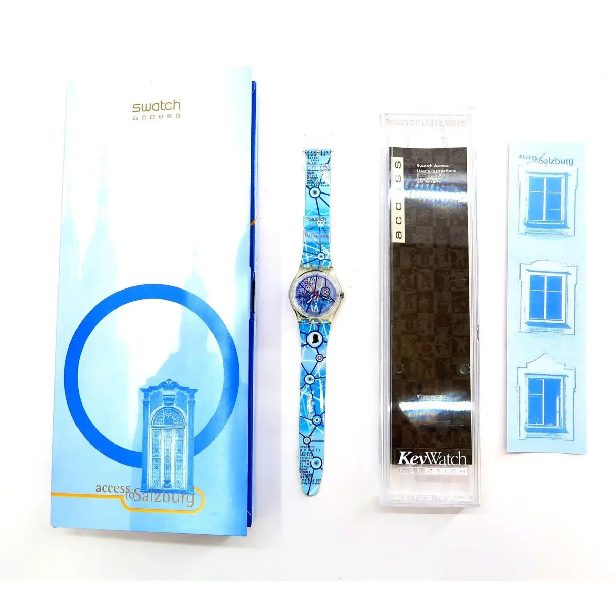 Swatch Key Watch Access TO Salzburg SKK104PACK 1996 Worldwide Packaging Set