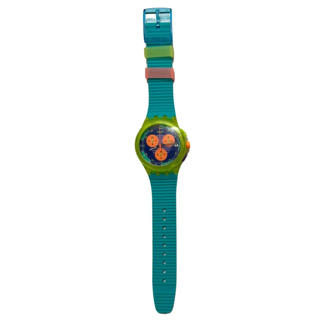 Swatch Unisex Neon Wave Adjustable Analog Quartz Watch 42mm Multicolor