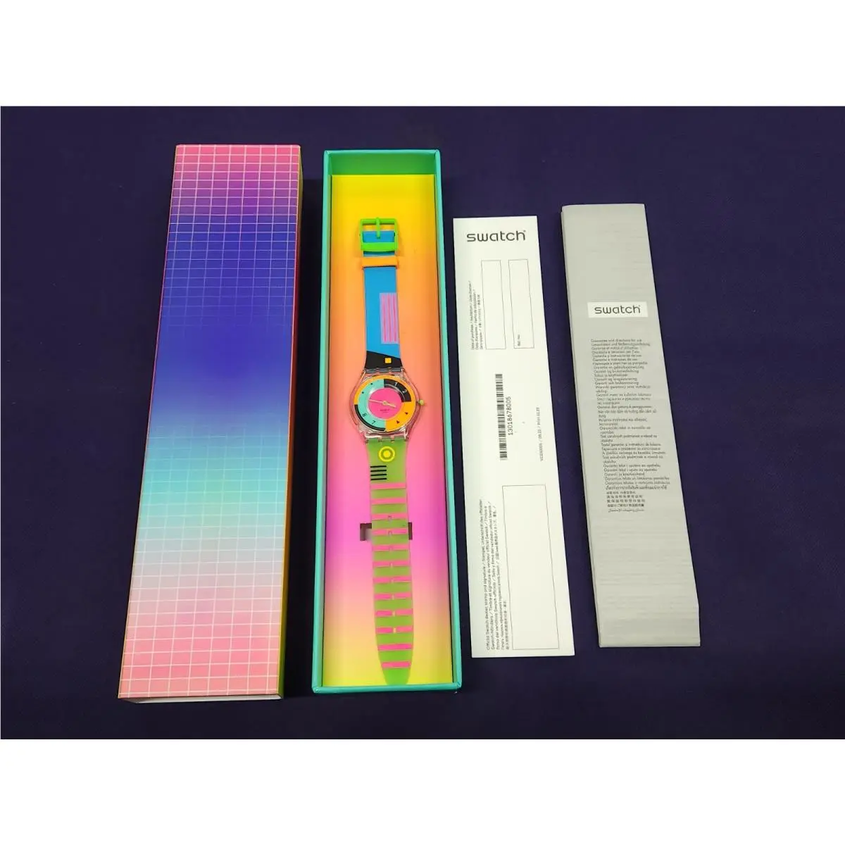 Unisex Neon Hot Racer Adjustable Analog Quartz Watch 34mm Multicolor by Swatch