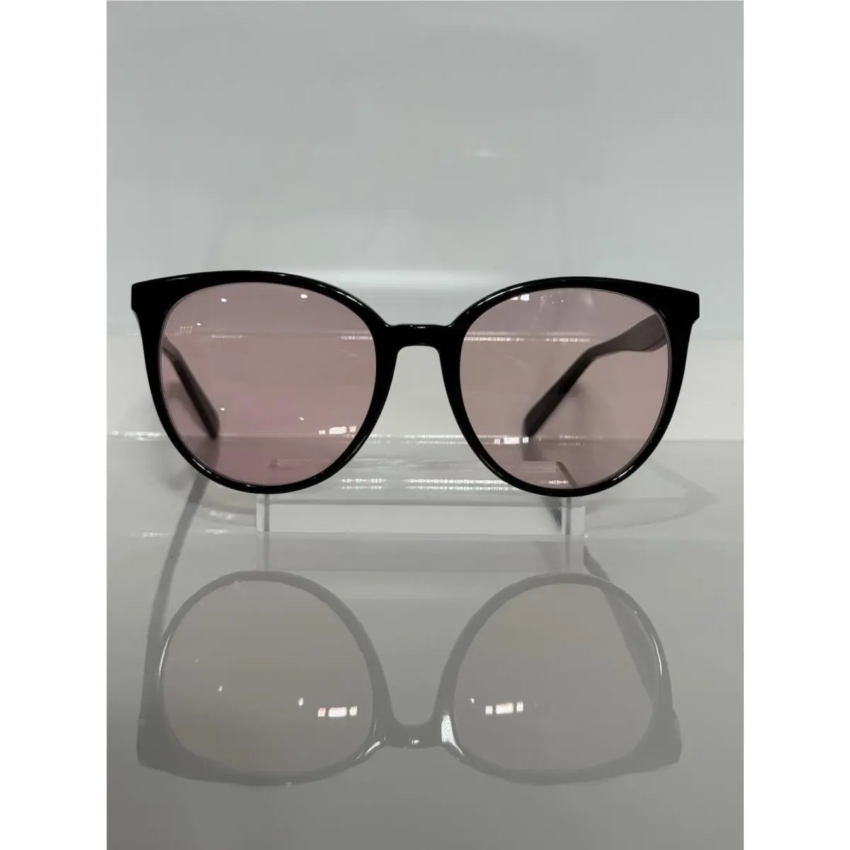 Celine CL41348 Round Black Acetate w. Custom Pink Tinted Sunglasses