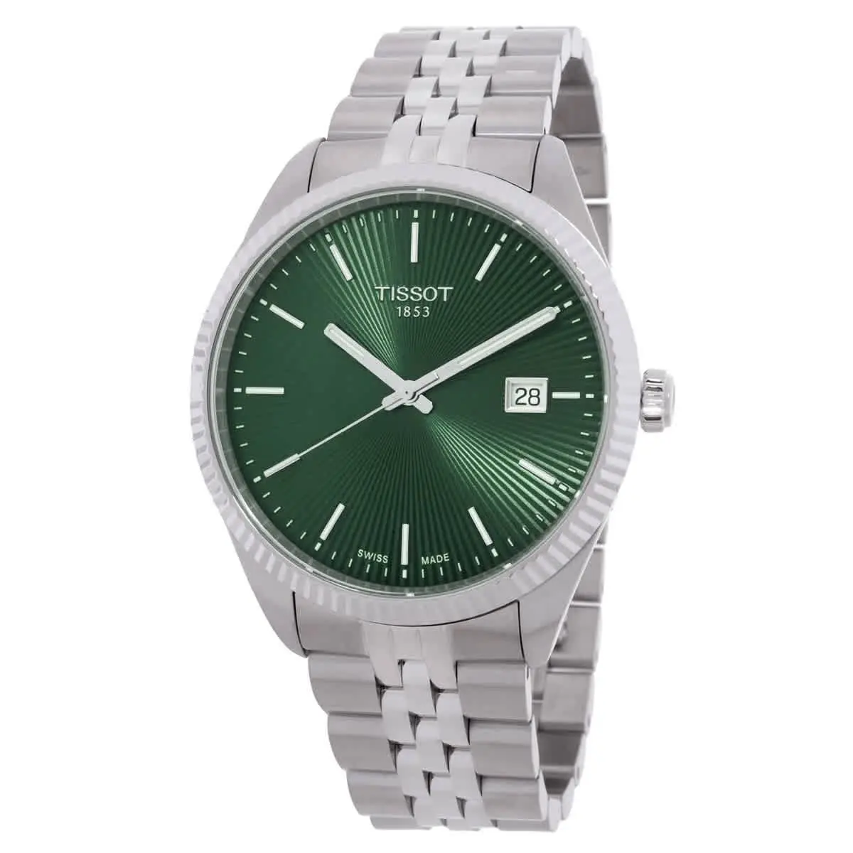 Tissot Ballade Quartz Green Dial Men`s Watch T1564101109100 - Dial: Green, Band: Silver-tone, Bezel: Silver-tone
