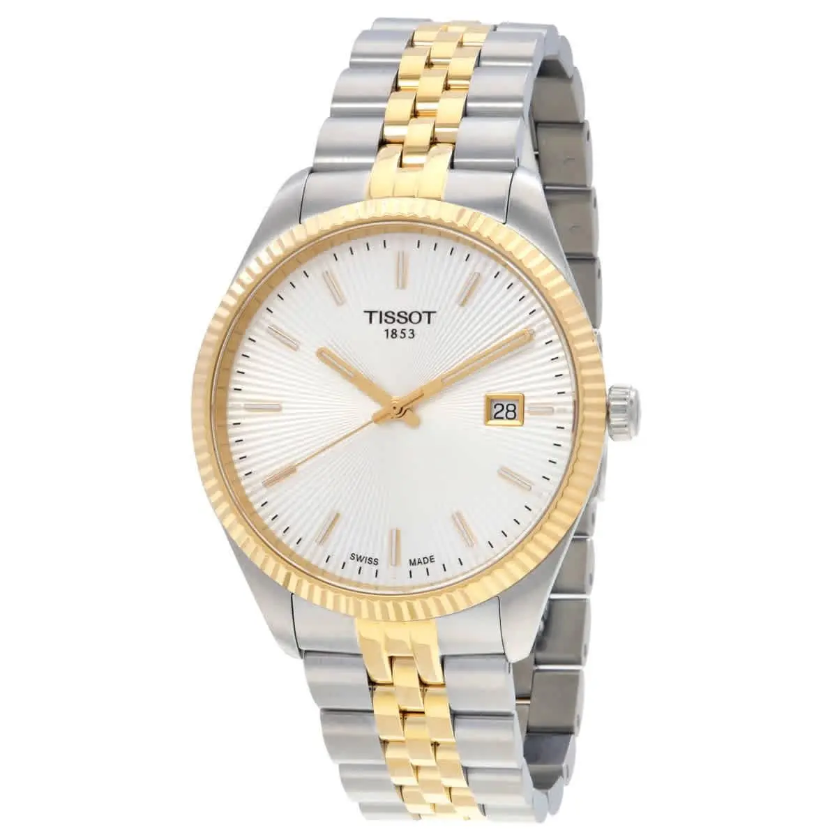 Tissot Ballade Quartz Silver Dial Men`s Watch T1564102203100 - Dial: Silver-tone, Band: Two-tone (Silver-tone and Yellow Gold-tone), Bezel: Silver-tone