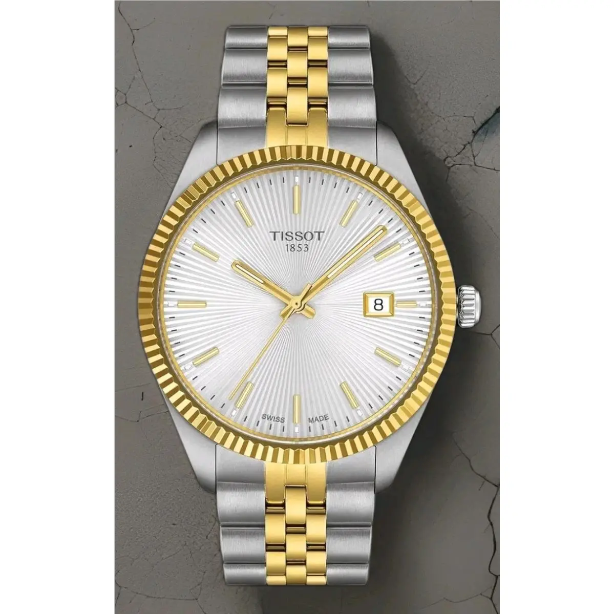 Tissot Ballade Quartz Movement 40 MM SS Silver Dial Watch T156.410.22.031.00 - Dial: Silver, Band: Grey, Yellow Gold 1N14, Bezel: Silver