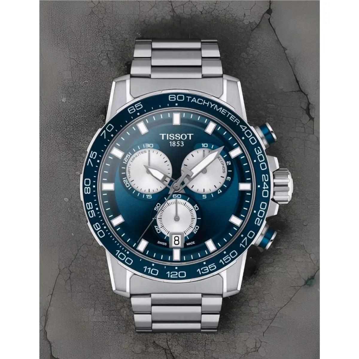 Tissot Supersport Chrono Blue Men`s Watch - T125.617.11.041.00 - Dial: Blue, Band: Silver, Bezel: Blue